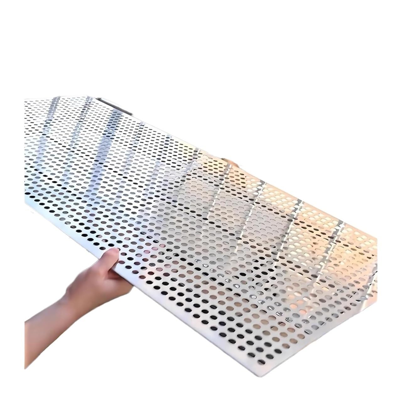 Lochblech aus Stahl, Perforiertes Metallblech aus Edelstahl 304, 0,8 mm, 1–10 Maschenweite, 10 x 10–40 40 cm, Silber(8mm Mesh,15x15cm)