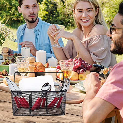 Maypes Utensil Caddy - Silverware Caddy For Parties, Spoon Holder, Buffet Organizer For Condiments, Napkin, Forks, Knives - Stainless Steel Flatware Caddy For Home, (Silver) #TOP4