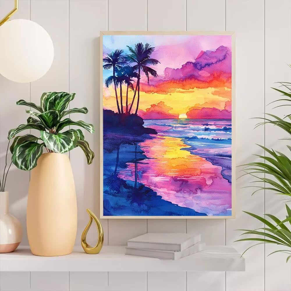 Zestawy artystyczne, pełne wiercenie dla dorosłych, Sunset Island, zestaw do malowania diamentami dla dzieci, DIY, pełne wiercenie, kryształ, haft, rzemiosło, poprawa umiejętności praktycznych dzieci