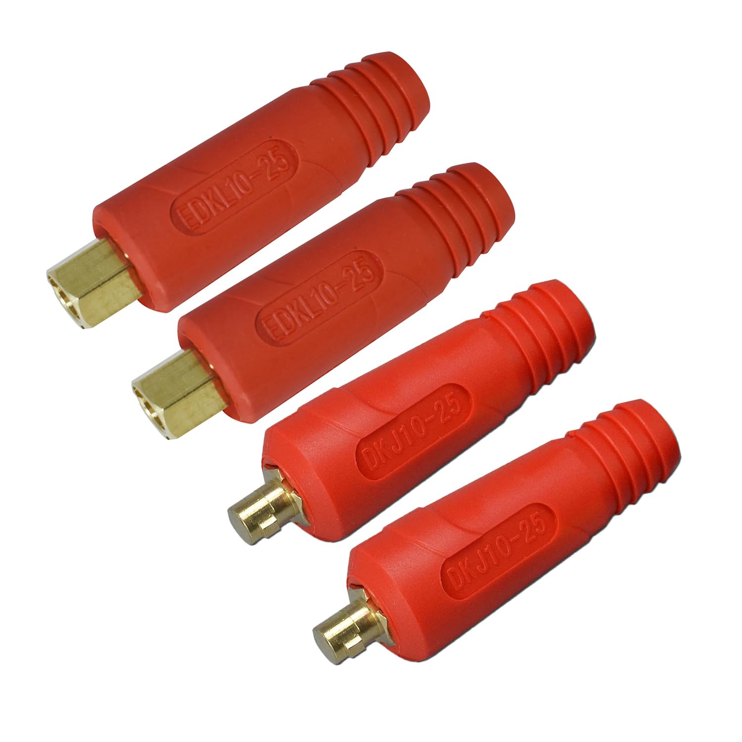 RIVERWELD TIG Welding Cable Panel Connector Plug & Socket Set DKJ10-25 & EDKL10-25 200Amp with Red Colour Dinse-Style Quick Fitting 4pcs