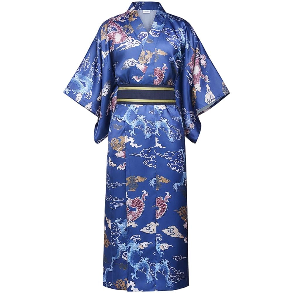 Sanfly Kimono Yukata Unisex, Ropa Tradicional Japonesa Samurái, Holgada, Informal, con Estampado, Larga, para Hombre