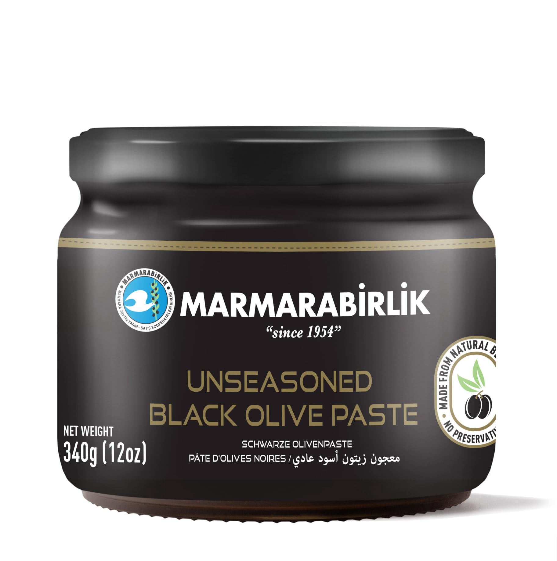 Black Olives Spread, Turkish Olive Paste & Tapenade, Gourmet Mediterranean Flavor, Sandwiches, Crackers, Appetizer, Dips & Salads, Vegan, Kosher, Halal, 12oz (340g)