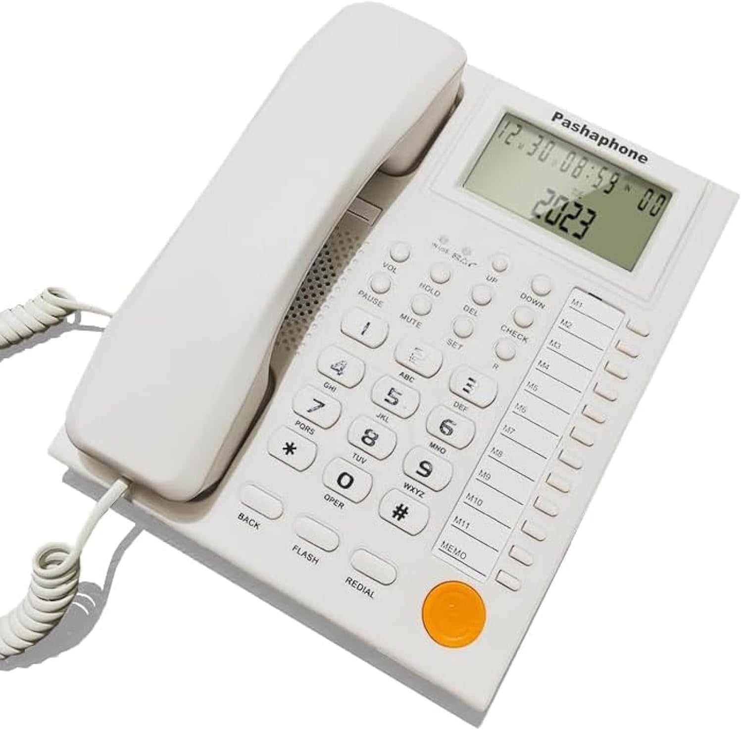 Wired Telephone, Desktop Telephone, Fixed Telephone, Dual Interface Wired Telephone with LED Caller ID Corded Phone One-Touch Dialling Suitable for Office, Front Desk, Home (White Multifunctional)