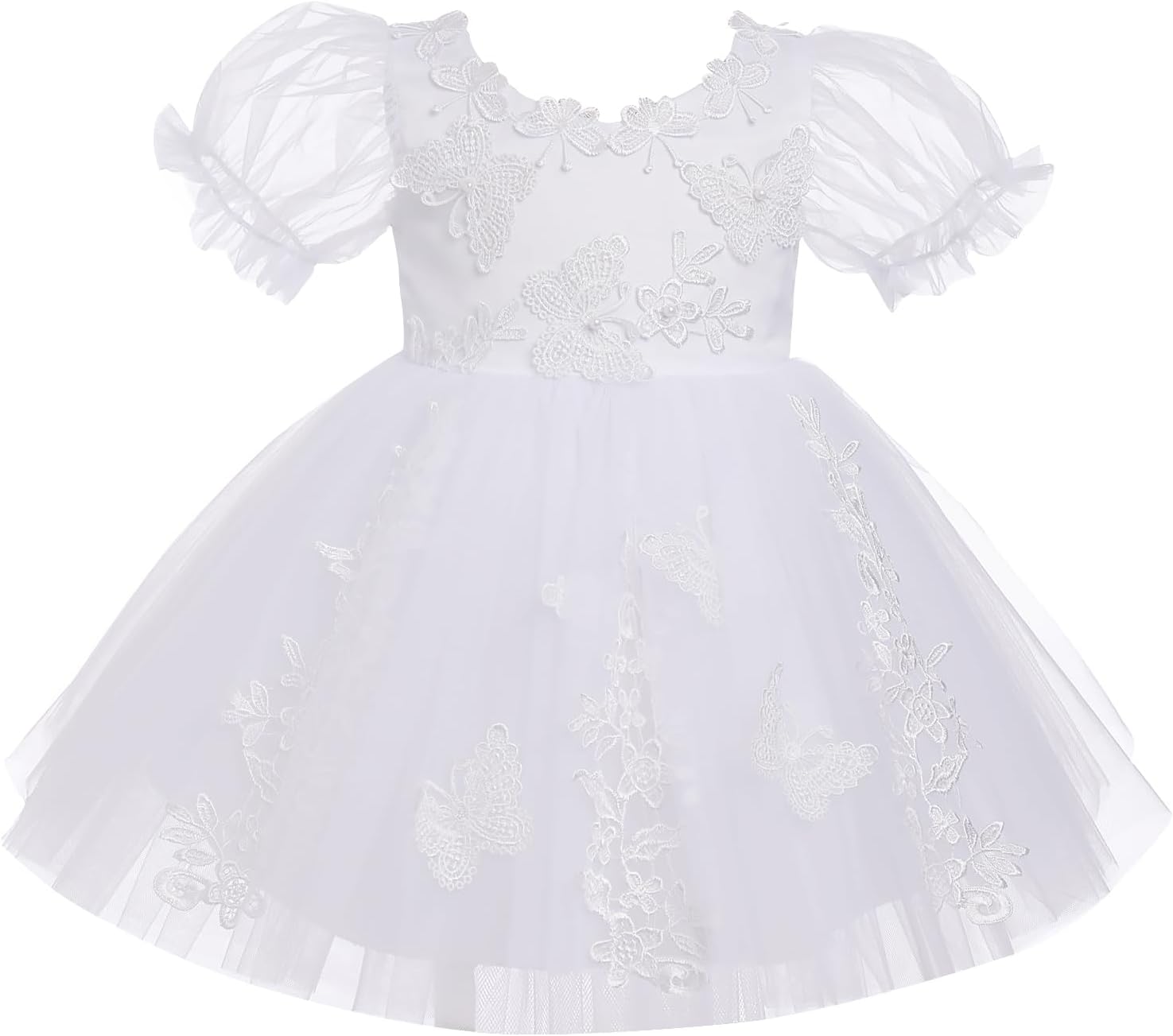 IDOPIP Flower Girl Butterfly Tutu Dress for Kids Baby Princess First Communion Wedding Birthday Party Pageant Baptism Dresses