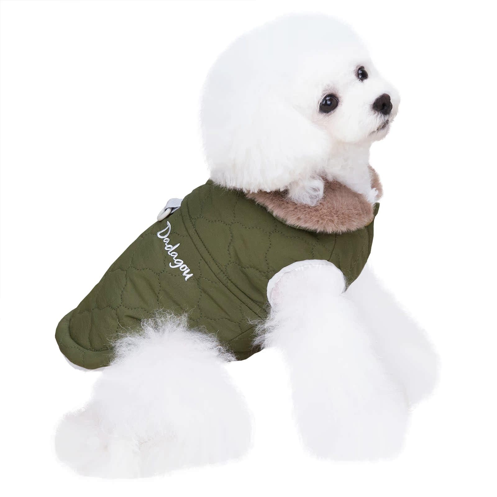 Izefia Dog Coat Cold Weather Coats Windproof Jacket Fleece Warm Sweater Winter Thick Clothes Vest Fleece Collar Tank Top Coat for Small Dog Medium Cat