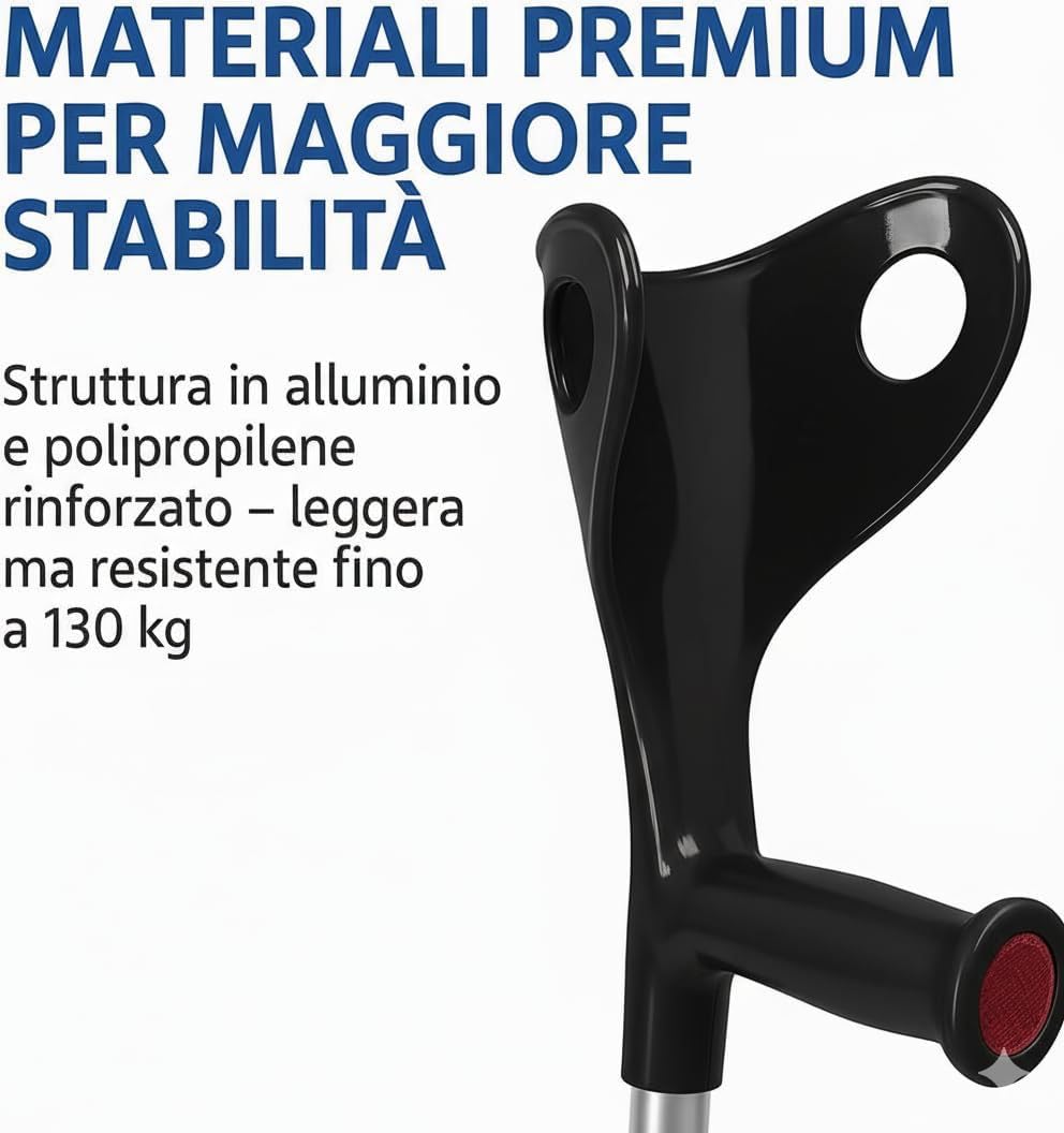 APP LIFE Stampelle Ortopediche (2 unità) Dispositivo Medico di Classe I Regolabili Leggere in Alluminio Anodizzato Coppia Stampella Ortopedica