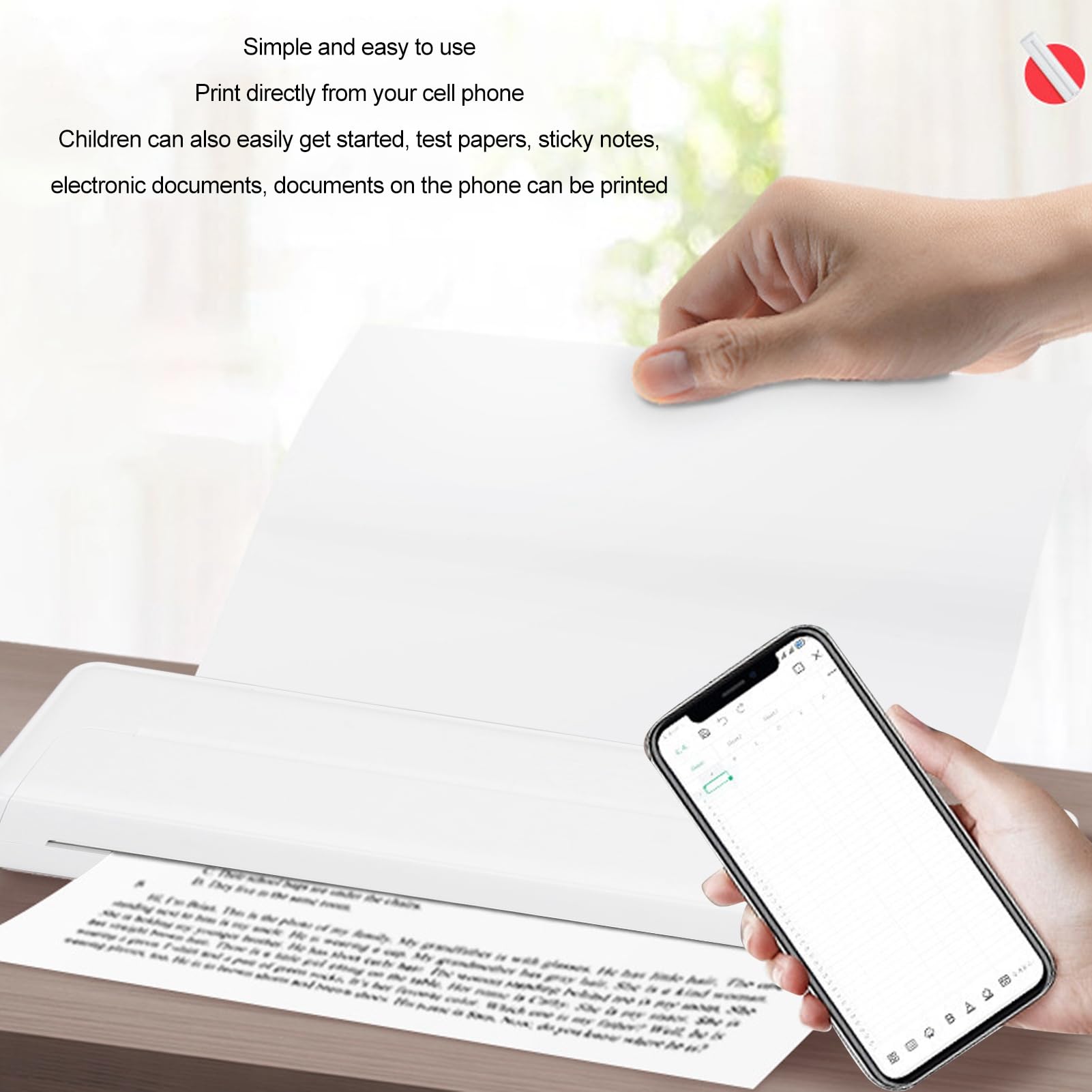 ciciglow Impresora Portátil Inalámbrica, Impresora Térmica Bluetooth de 210 Mm/218 Mm con Aplicación para iOS para Android, Impresora Móvil sin Tinta para Oficina, Hogar, Escuela