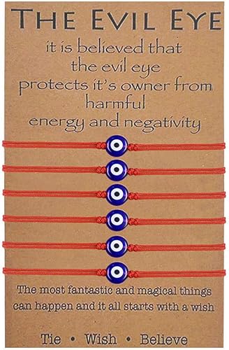 BOCHOI - Pulsera contra el mal de ojo para mujer, brazalete de hilo de buena suerte, pulsera de protección de cábala, pulsera de deseos de amistad,