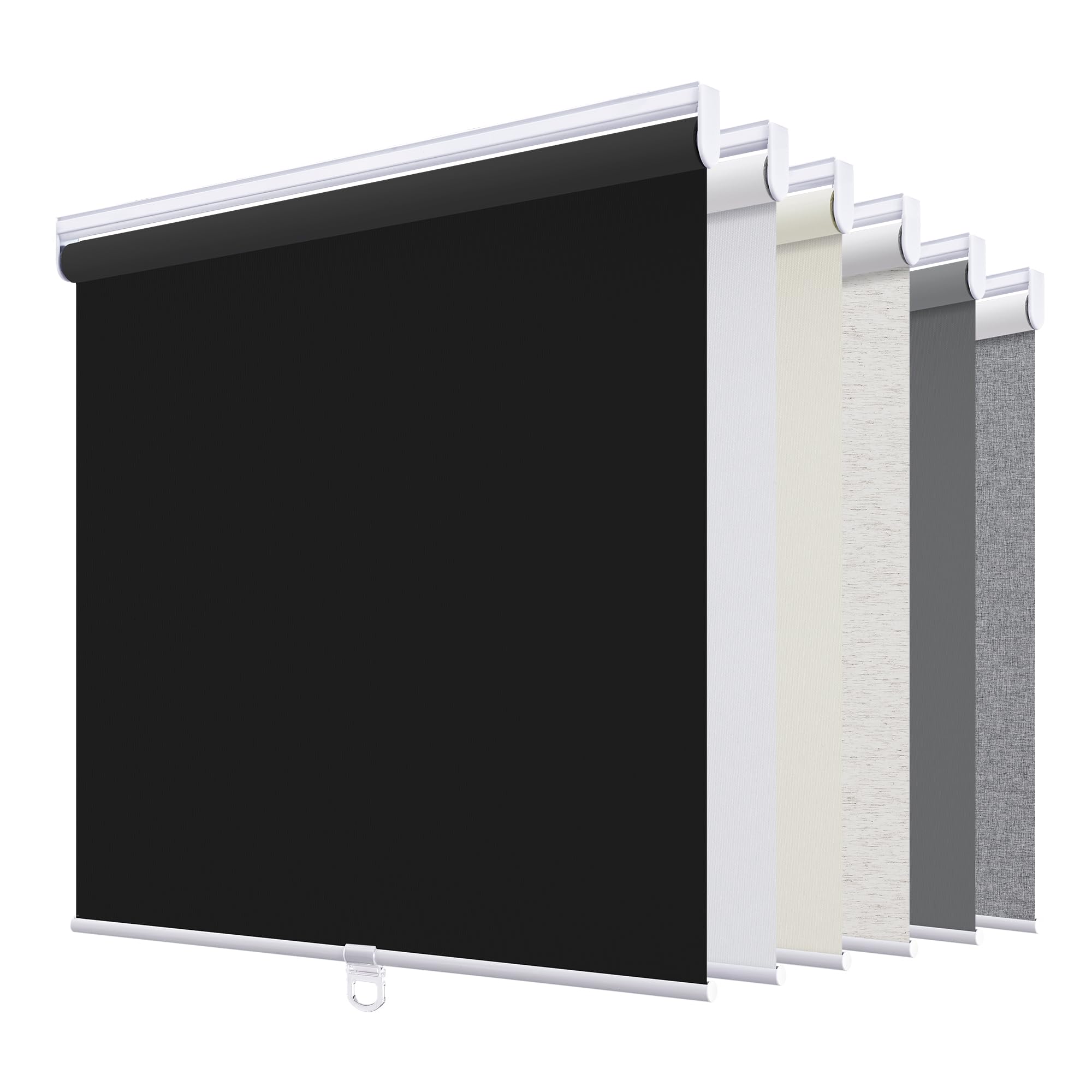 Photo 1 of Sunoff Blackout Roller Shades Blinds Cordless for Windows Pull Down Room Darkening Door Blinds with Thermal Insulated Easy to Install for Living Room,Bedroom,Home,Office Bathroom Black 46" W x 72" H
