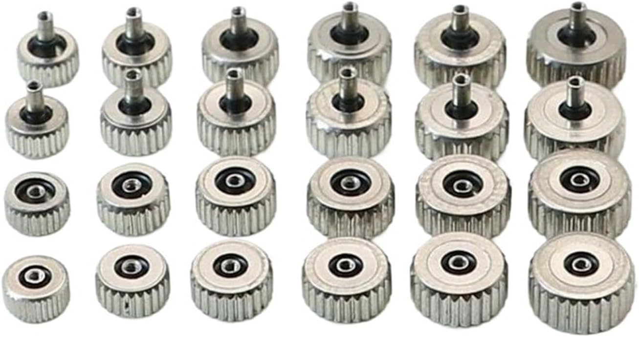 11pcs/lot Silver Color Steel Waterproof Watch Crown 3.5mm to 7.0mm Head Diameter with 2. Hole W2317(Long Tube 5.0mm)