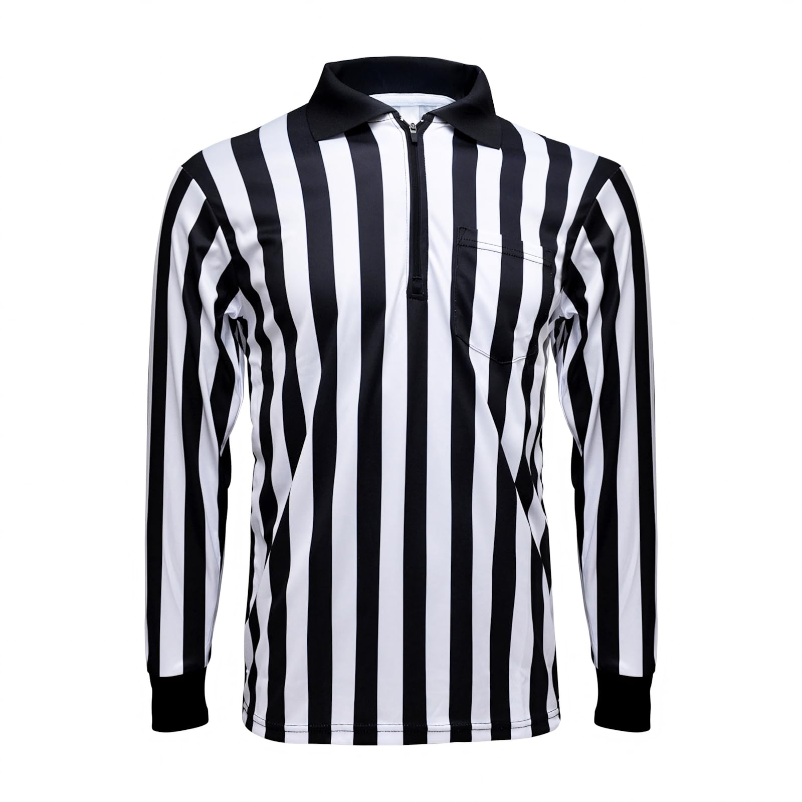 TopTie Camiseta árbitro Manga Larga Deporte Ropa Cremallera 1/4 Rayas Negras y Blancas