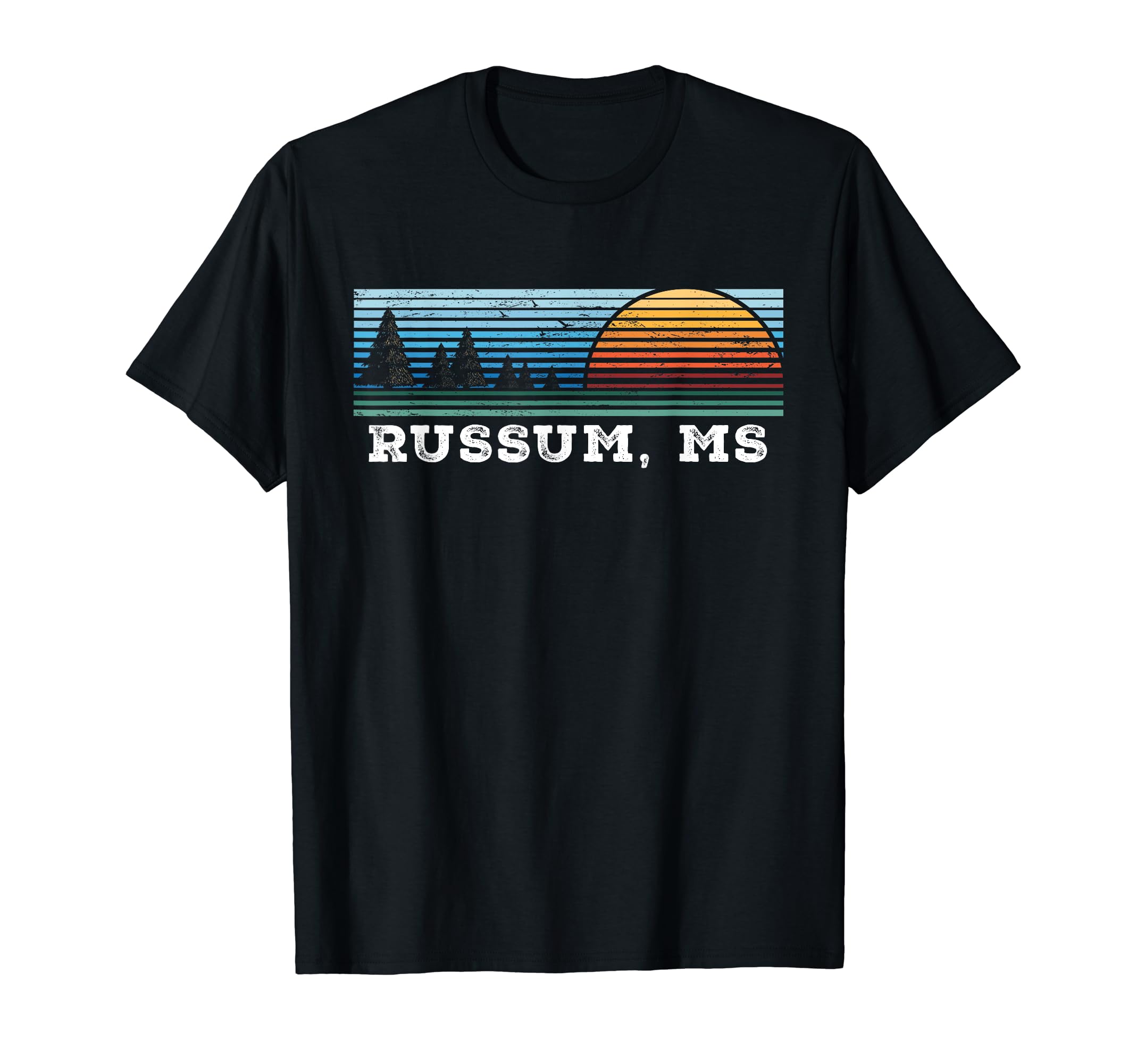 Retro Sunset Stripes Russum, Mississippi T-Shirt
