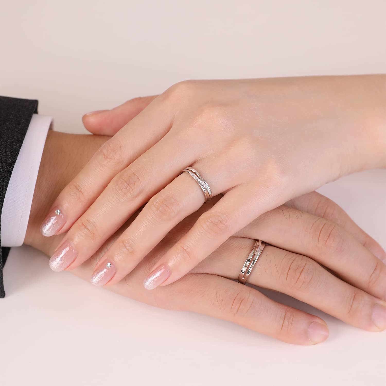 Meissa Verschlungene Paarringe für Damen und Herren 925 Sterling Silber Eheringe Größe verstellbar Jahrestag Ring Set Versprechen Ring