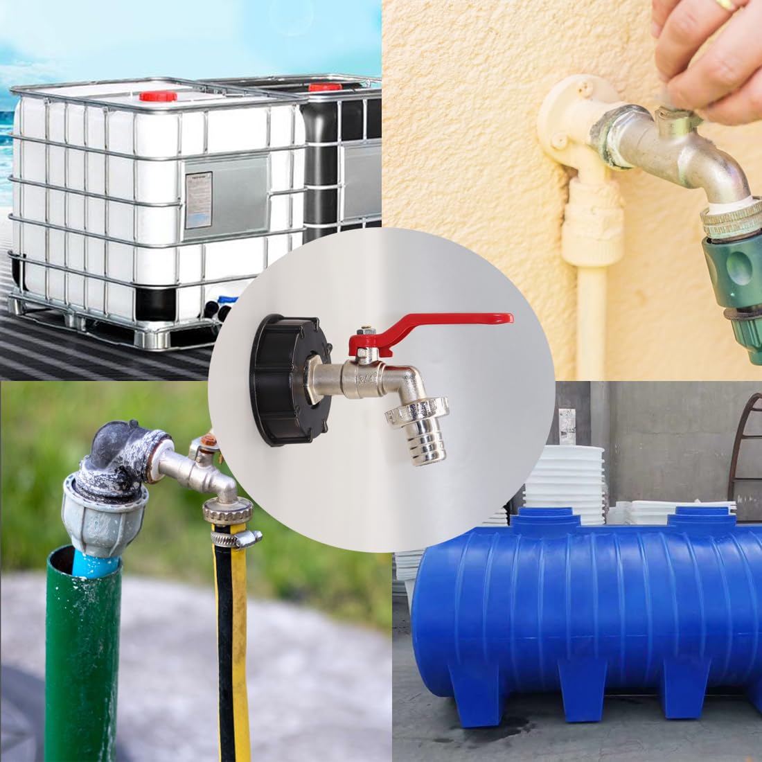 Rubinetto IBC MAJOYLIFE Con Adattatore 3/4 - Accessorio Per Serbatoio 1000L Con Valvola In Ottone - 4