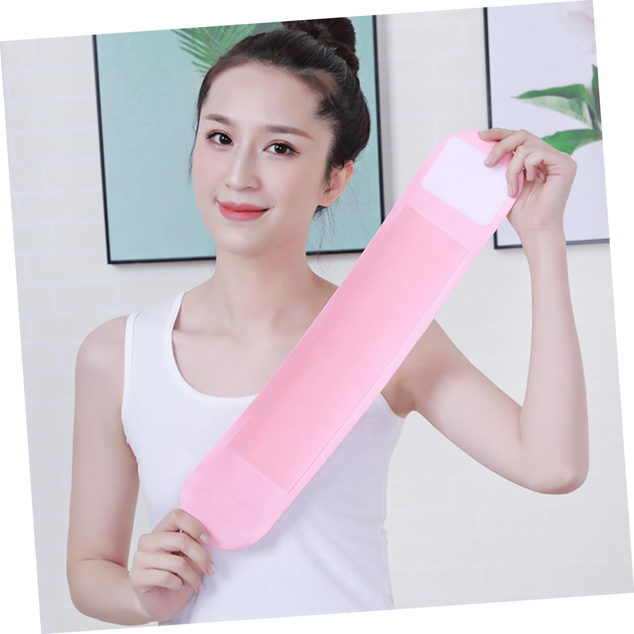 SOLUSTRE 4piezas Almohadilla De Gel Hidratante Para Cuello Reafirmante Antienvejecimiento Cuidado Práctico Para Flácida Reutilizable Arrugas Color Rosa