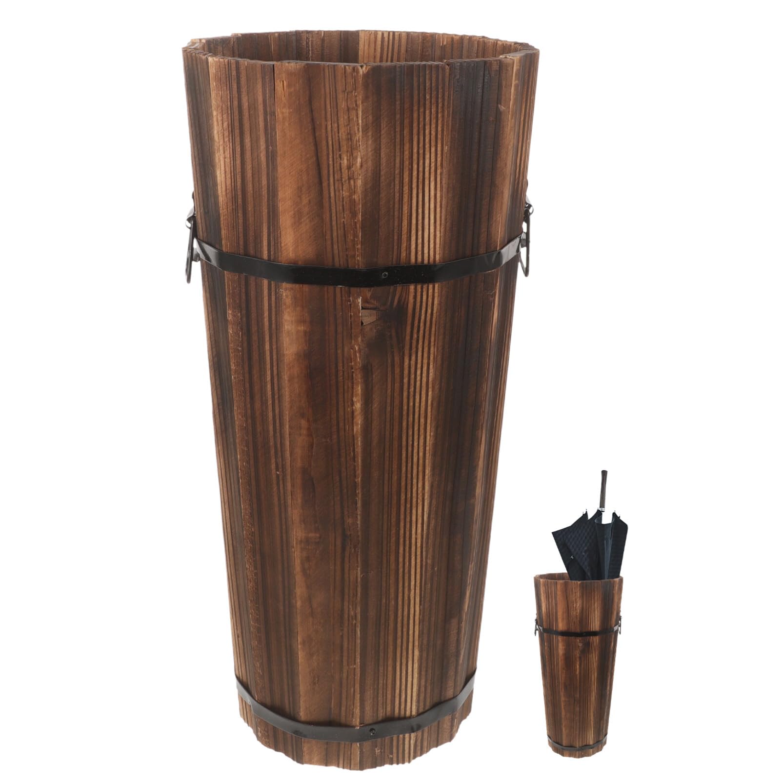 Ciieeo Wood Umbrella Holder, Umbrella Stand for Entryway Umbrella Rack Cane Walking Sticks Holder Wine Barrel Planter for Home Kitchen Office Decoration