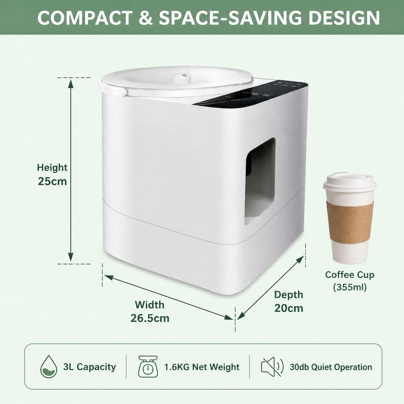 hKjPlvf Humidificador Bebe 3L Ultrasonico Silencioso Difusor de Aceites Esenciales Niebla Fria Llenado Superior para Dormitorio Hogar Oficina Temporizador Modo de Sueno 14H Blanco