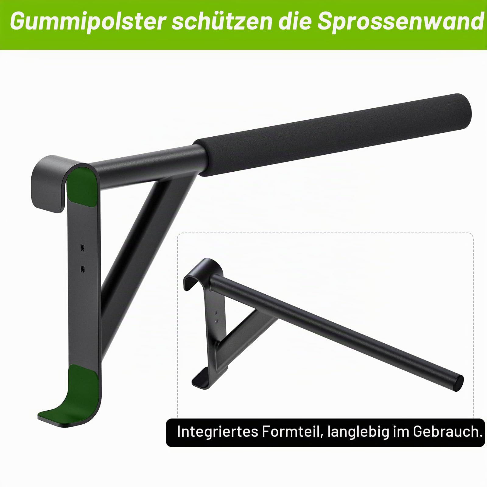 Kipika Turnreck – 5,1 x 5,1 cm schwedische Leiter mit 2,5 cm Loch, wandmontierter Klimmzugstangen-Leiter-Schlingentrainer, Gymnastik-Trainingsreck mit Massivholzgriffen für Zuhause, Wandturnhalle