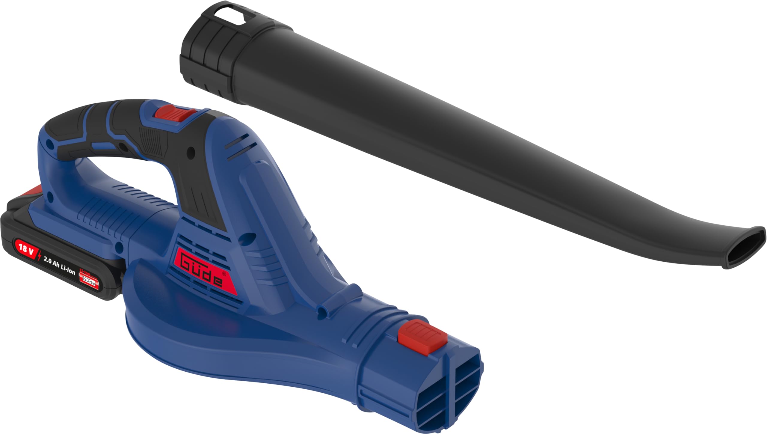 Güde Soplador de Hojas 58589 LB 18-201-05 (18 V, Easy Energy Exchange), Color Azul, Negro y Rojo
