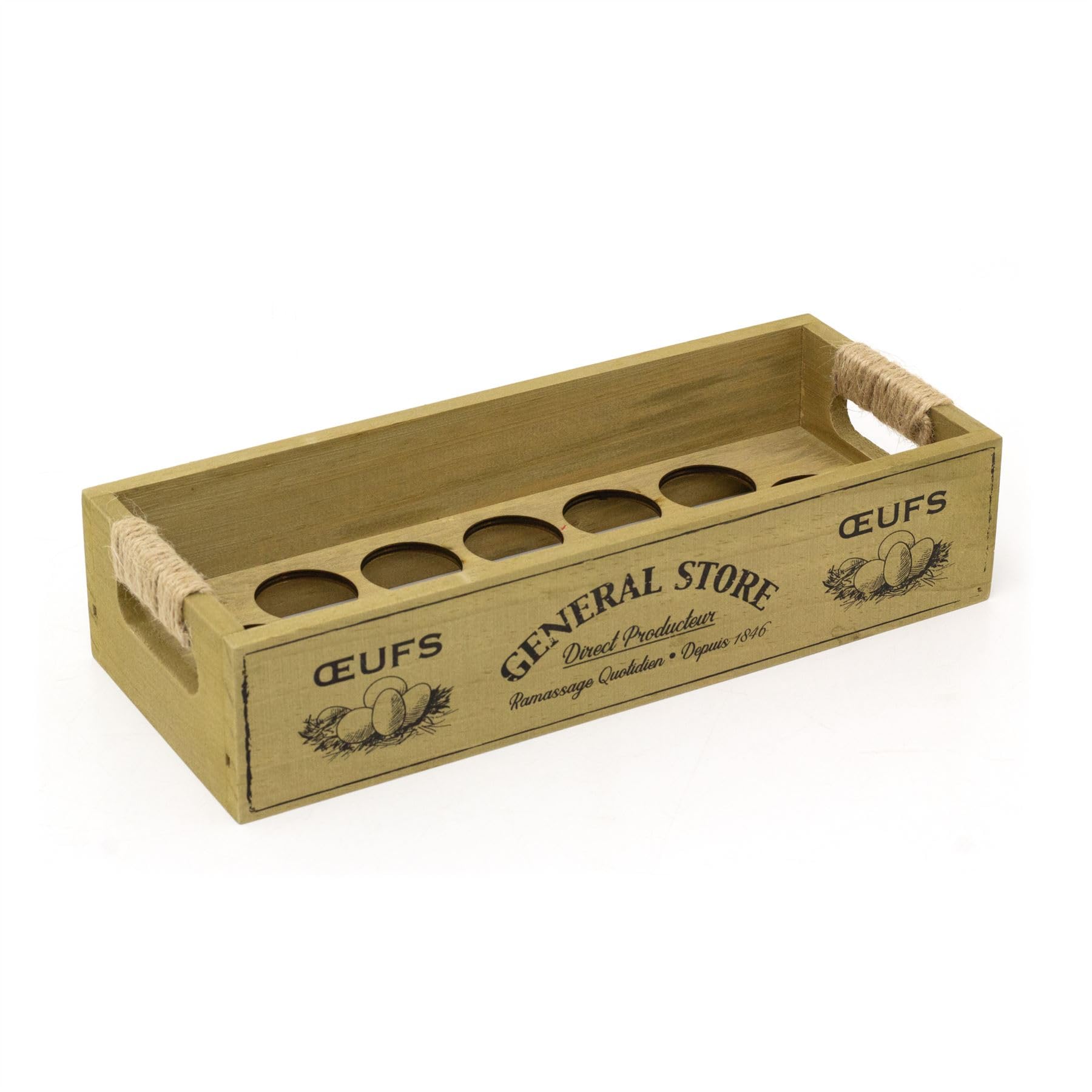 Vintage Wooden Egg Rack for 12 Eggs | Rustic General Store Egg Holder Tray for Kitchen Worktops and Storage - 32cm