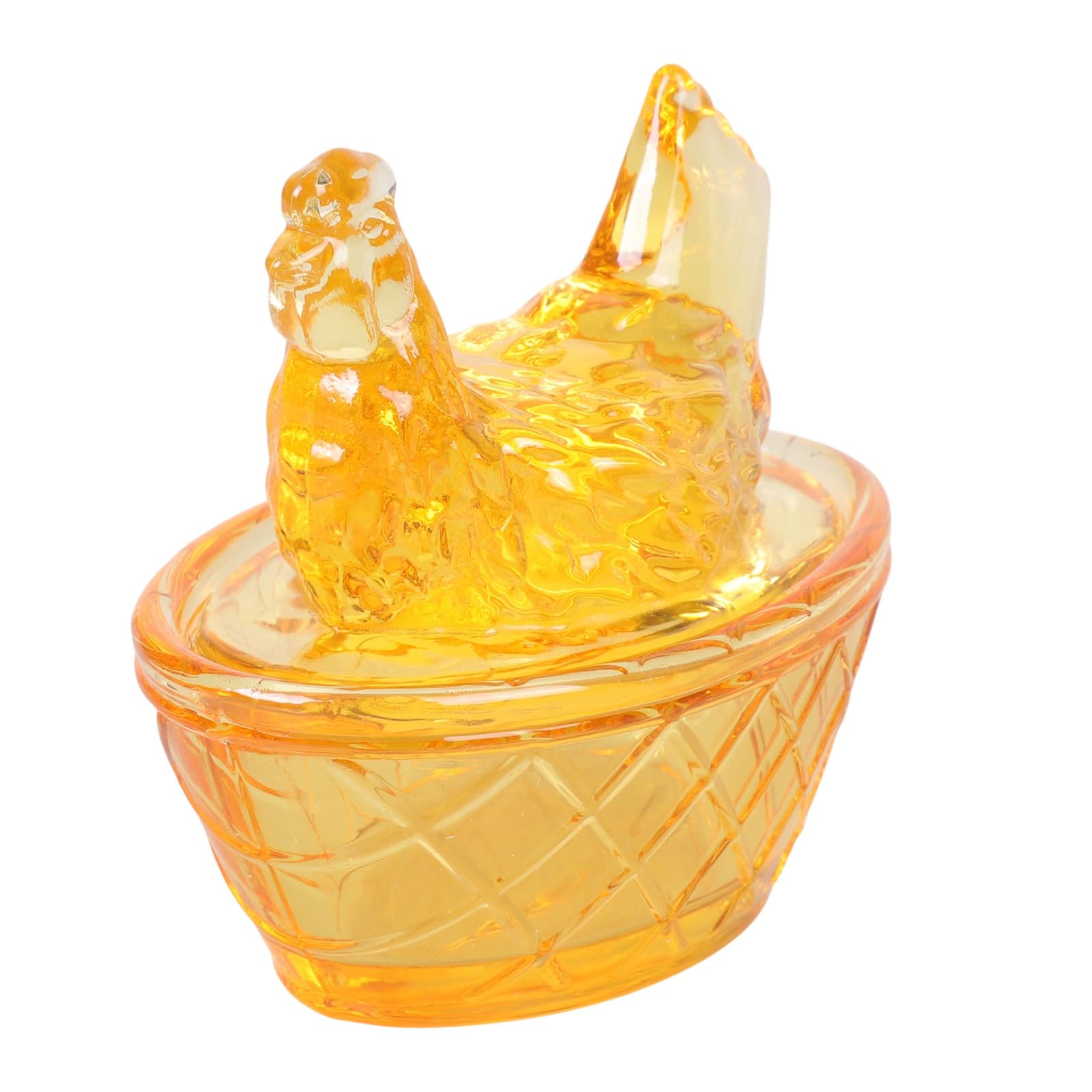 CRFFZ Unique Artistic Miniature Glass Hen on Nest Sculpture Removable Lid Figurine Ornament Home Decors Gift Giving Glass Nesting Statue