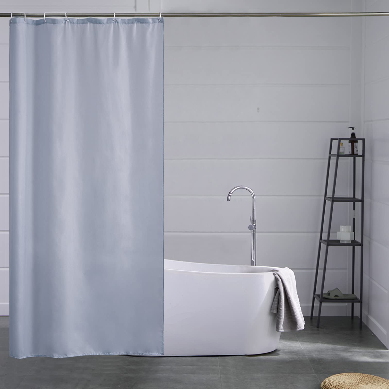 Cortinas Baño Blanca Antimoho Antibacteriano Impermeable Poliester Tela Lisa Lavable, con 12 Ganchos Plásticos, 180x200 Cortina. — view 21