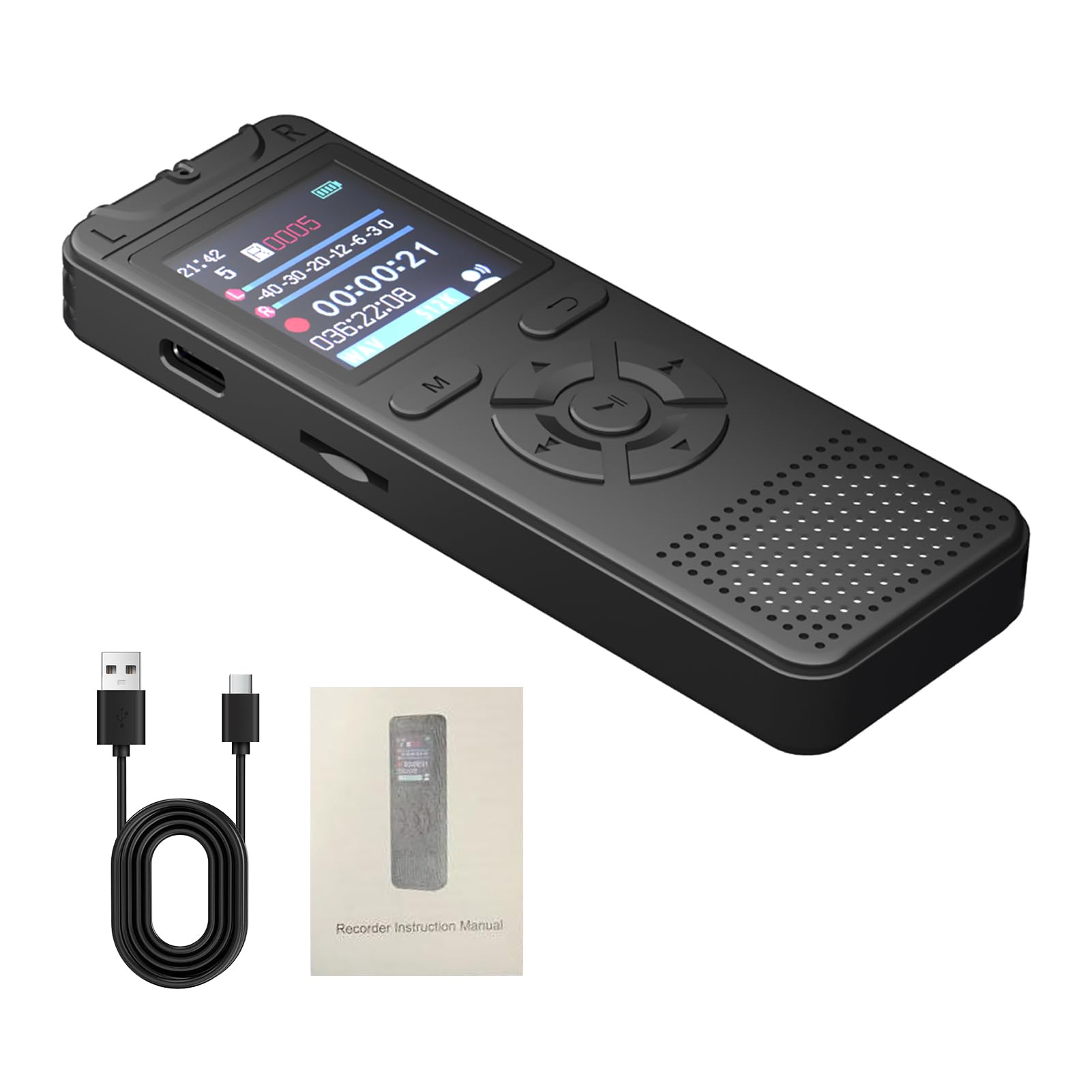 Registratore vocale portatile Registratore audio digitale Memoria da 8 GB Funzionamento semplice Ideale per interviste Schermo da 1,44 pollici PCM 1536 Kbps Registratore audio WAV