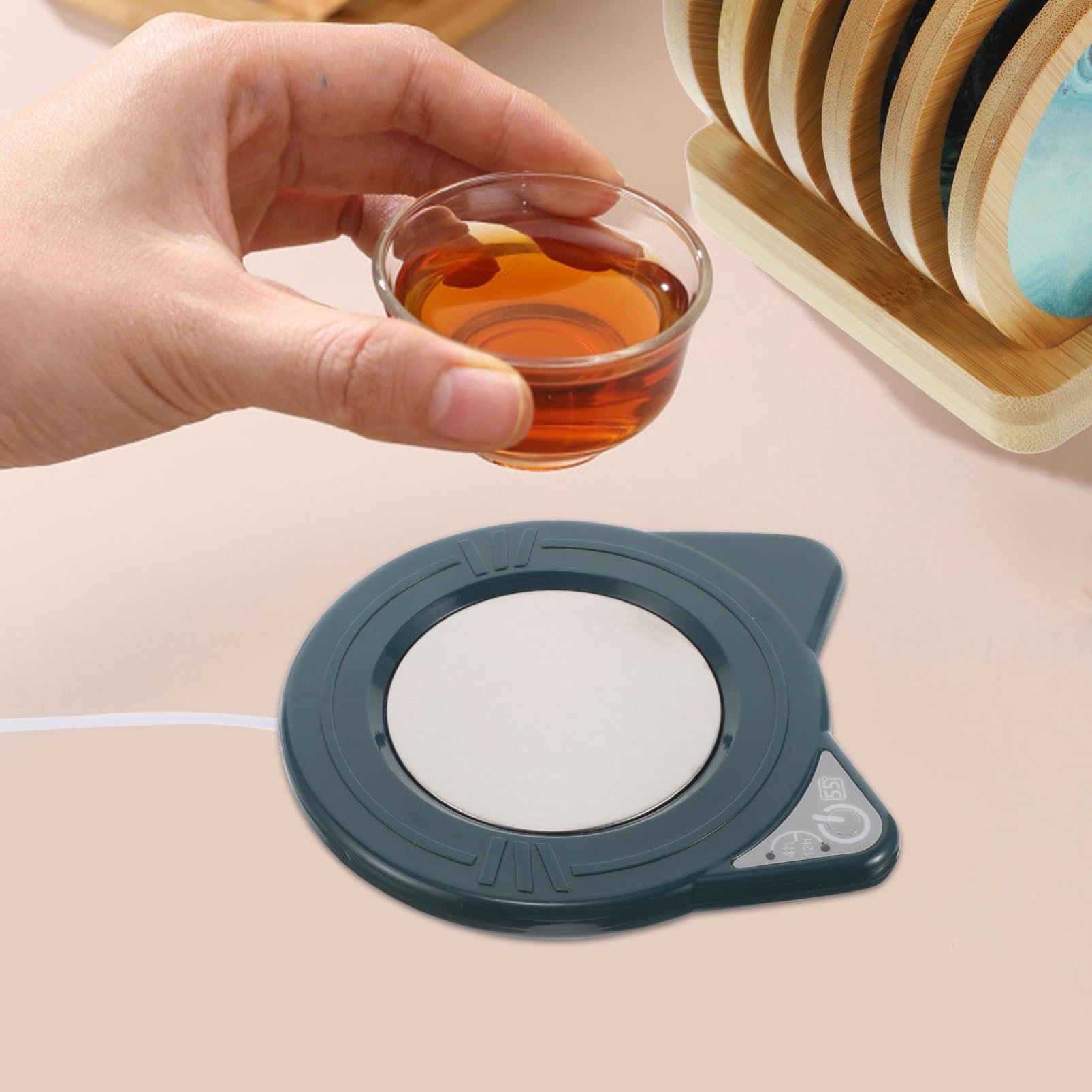 Hemoton Usb Portable Coffee Mug Adjustable Temperature for Desk Automatic Heating for Tea and Hot Drinks for Home Office and