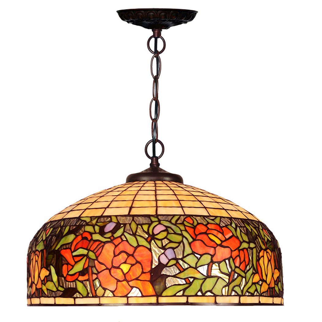 HJRegaFimu 18 Inch Chandelier Rose Multicolored Glass Lampshade Ceiling Light Fixture Pendant Lamp For Dining Room Bedroom E27 110-240v Comfortable Anniversary