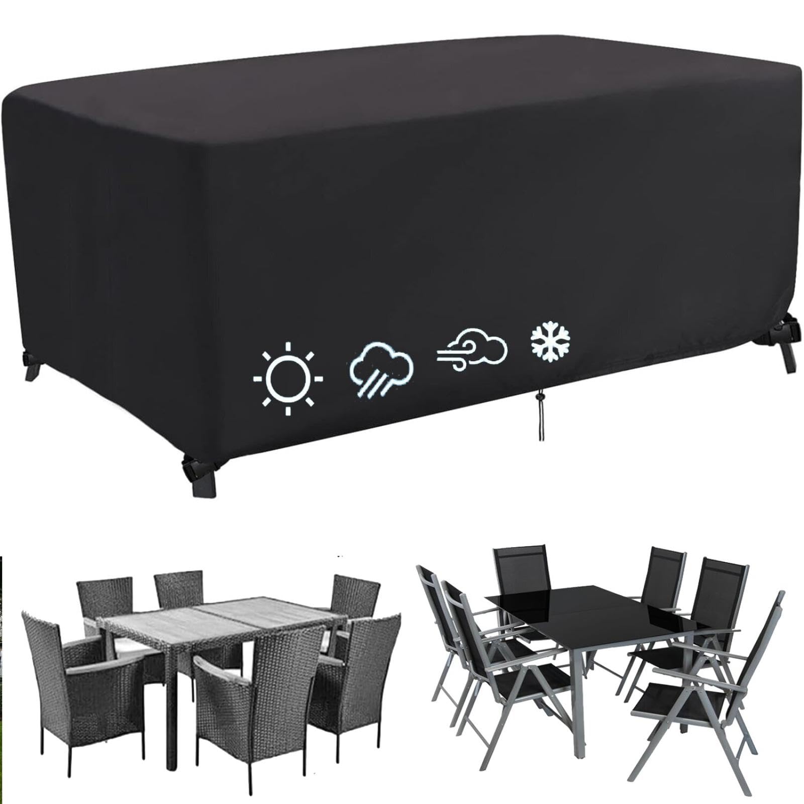PVPQPR Garden Furniture Covers Waterproof 100×65×55cm Garden Outdoor Table Cover 420d Oxford Black Fabric Patio Table Protect for Rattan Furniture Table Chair Sofa Windproof Anti-Uv