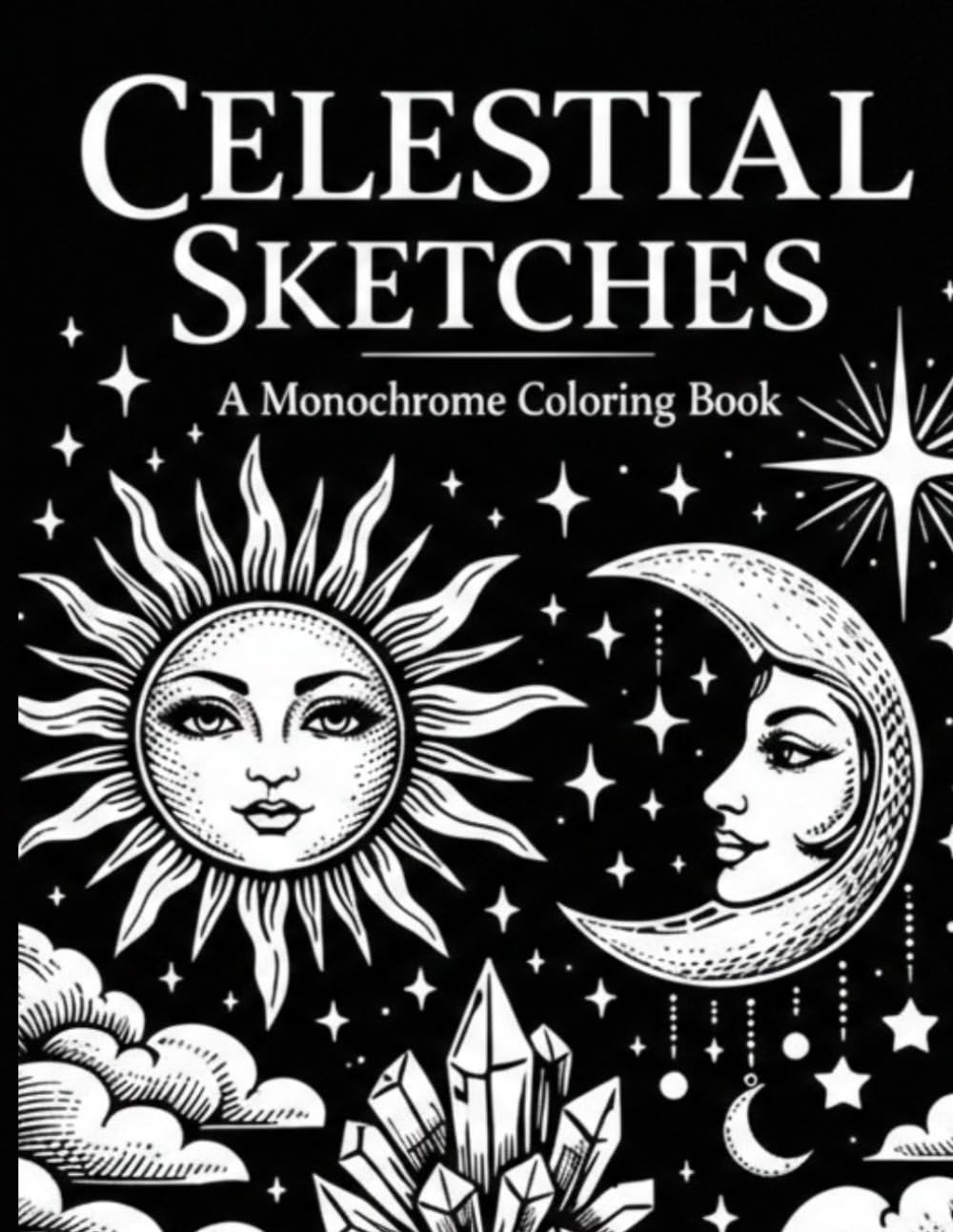 Celestial Sketches: A Monochrome Coloring Book: 60 Bold & Easy Designs for Stress Relief and Mindfulness | One-Color Cosmic, Zodiac, and Ethereal Art ... Teens, and Seniors (The One Pen Collection)