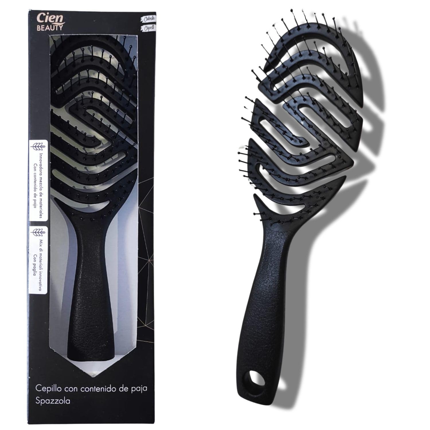 Cepillo Pelo Antitirones Para Mujer Y Hombre, Niñas/os. Peine Antitirones Para Un Pelo Suave Y Libre De Enredos. Cepillo Pelo Antirotura Para Todo Tipo De Cabello (Rizado, Liso, Mojado...) (Negro)