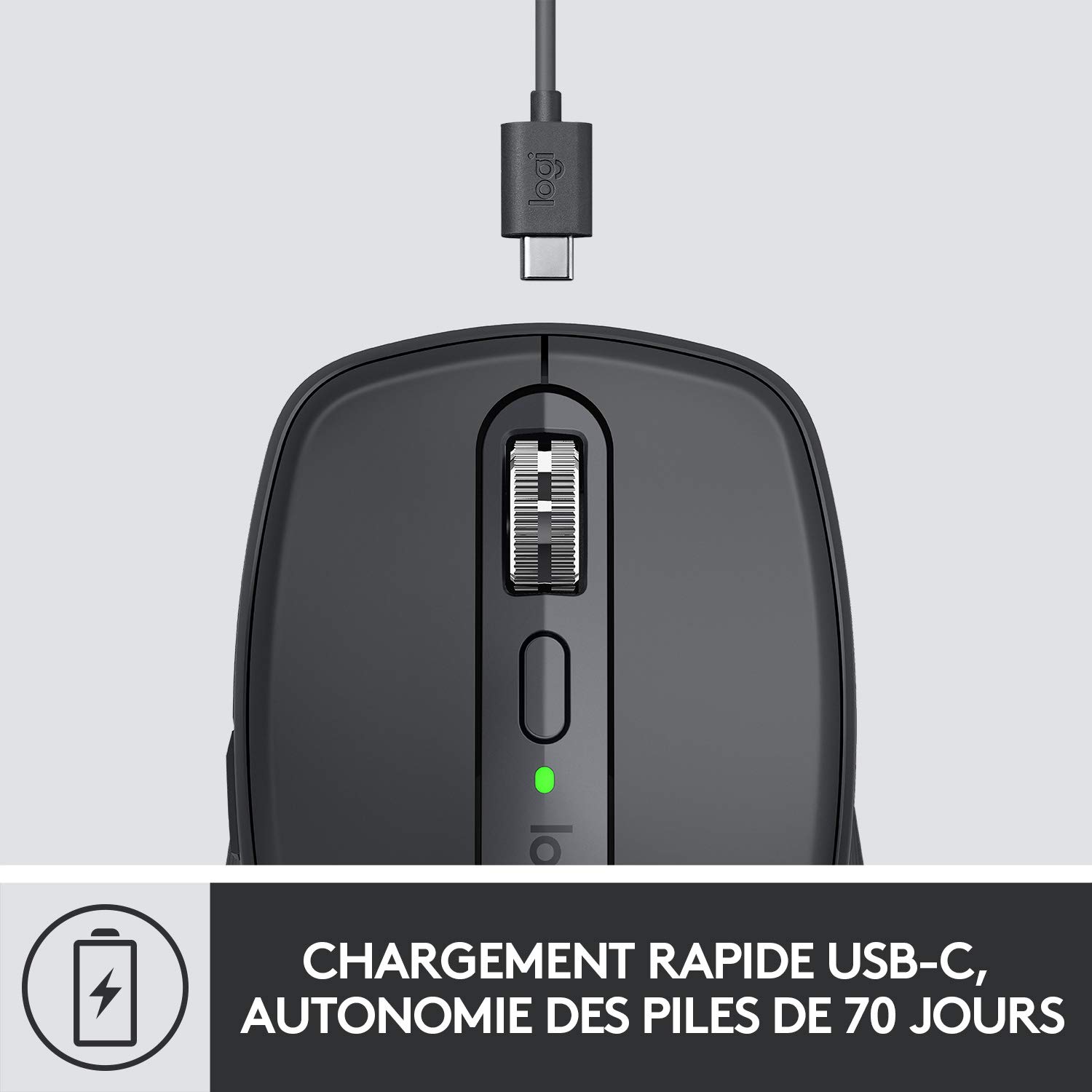 Logitech MX Anywhere 3, Souris Compacte et Puissante- sans Fil, Défilement Magnétique, Ergonomique, Boutons Personnalisables, USB-C, Bluetooth, Apple Mac, iPad, PC Windows, Linux, Chrome - Graphite