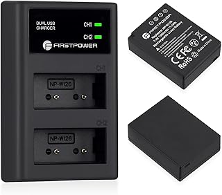 FirstPower NP-W126 NP-W126S Battery (2-Pack) and USB Dual Charger for Fujifilm X100V, X100F, X-A5, X-A10, X-E4, X-Pro2, X-Pro3, X-T1, X-T2, X-T3, X-T10, X-T20, X-T30, X-T30 II, X-T100, X-T200 FinePix