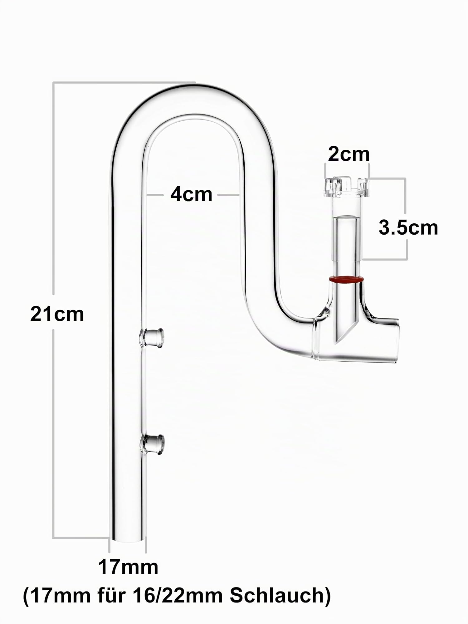 Glas Lily Pipe Jet Auslauf mit Skimmer Oberflächenabzug für bepflanztes Aquarium (17mm für 16/22mm Schlauch)
