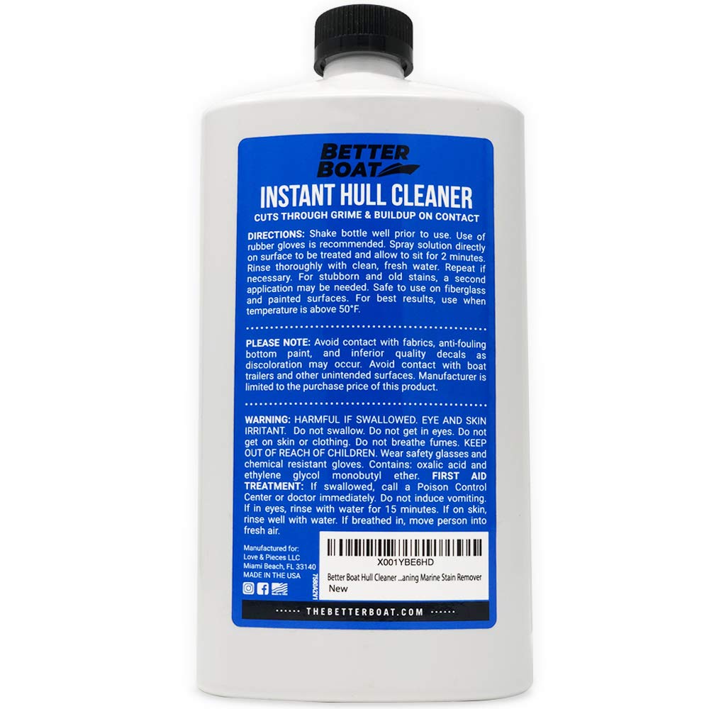 Fiberglass Boat Hull Cleaner, Marine-Grade Stain Remover & Restorer, Deck Cleaner for Boats, Pontoons, Sailboats, Pro Wash Cleaning Supplies