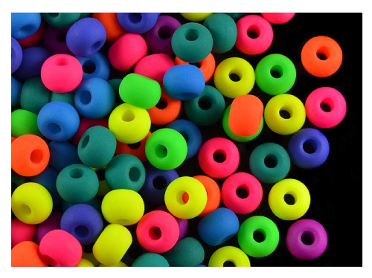 200 pcs Neon Pony Beads 5.5mm, UV Active Czech Glass Mix - Multicolor SuperDuo Assortment for Jewelry, 2-Hole Seed Beads Crafting Set