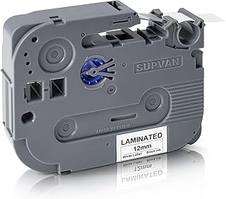 Label Maker Tape SUPVAN LP5120M Adapted Label Print Paper Size Continous 0.47 in x 13.12 ft Thermal Laminated Waterproof Self-Adhesive Multipurpose Labeling Tape Replacement White