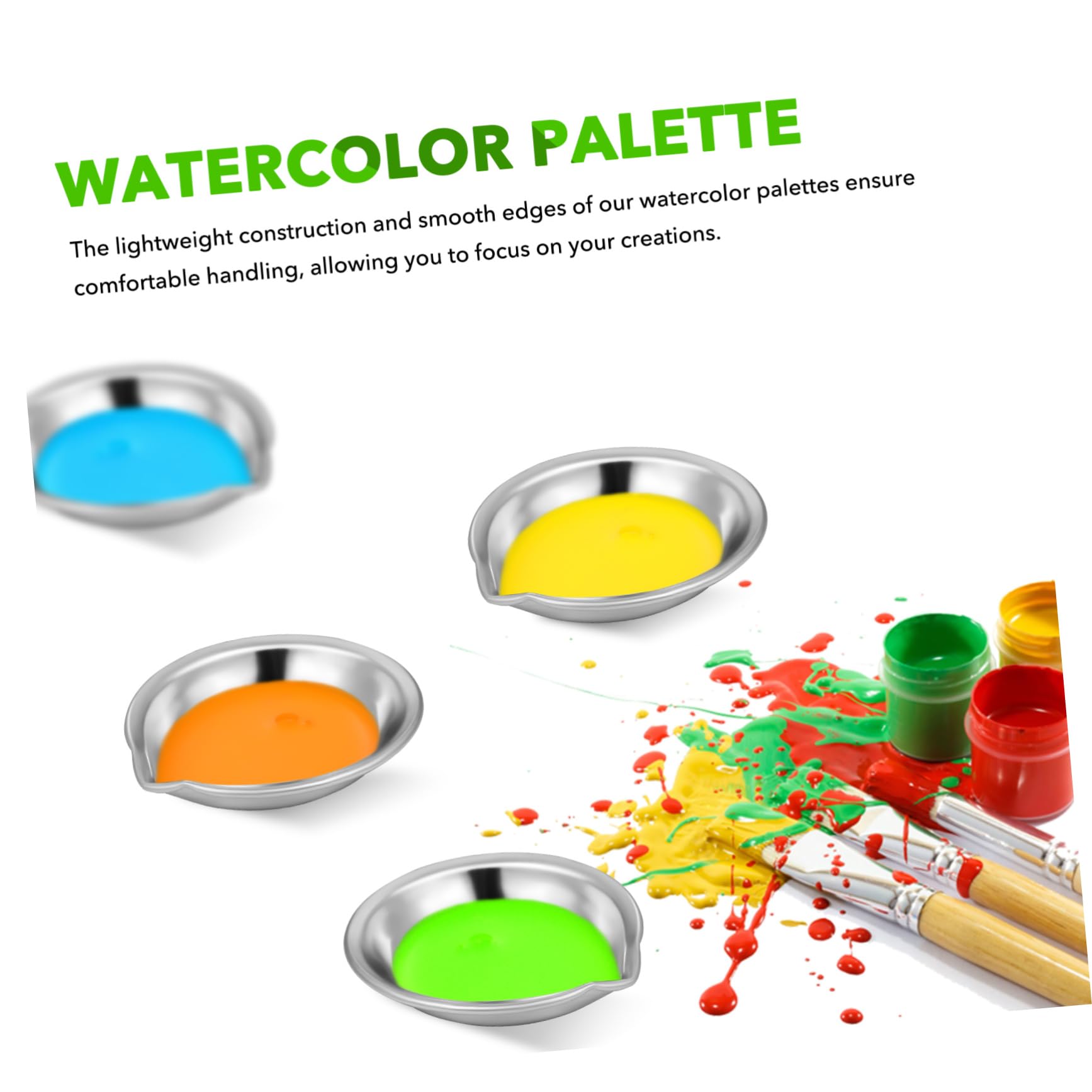 HOMSFOU 5 Sätze Palette Mischbecher Aquarellfarbe Dose Klein Wiederverwendbar Kunst Tabletts Wasser Künstler Farbbecher Aquarell -mischtablett Rostfreier Stahl 18 Stück * 5