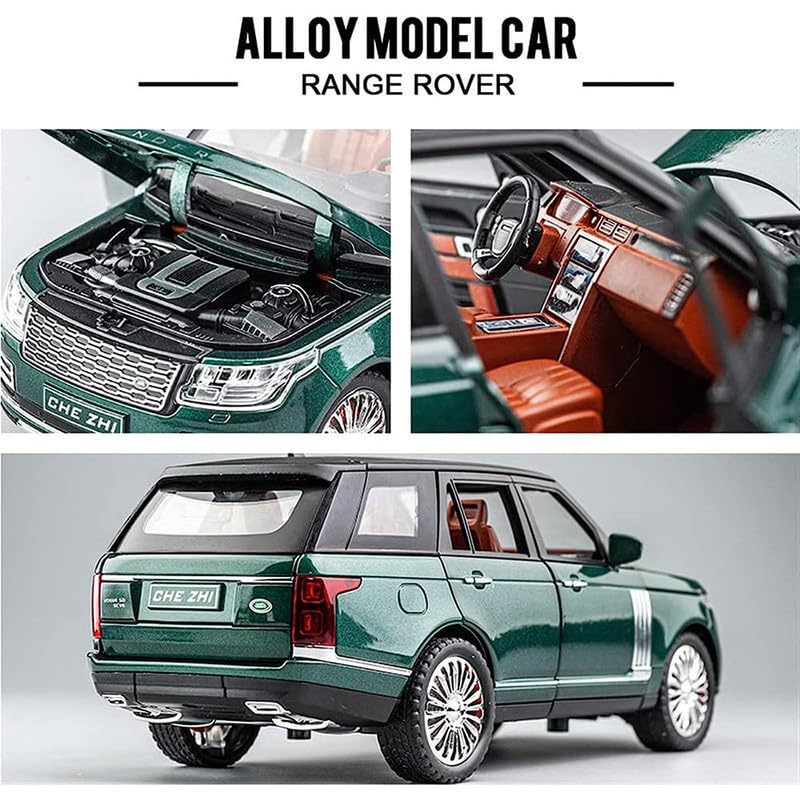 Image of PINQUE Kids New Car 1:24 Refender Diecast Alloy Metal Pull Back Car with Openable Doors Music Sound and Light Vehicle Toy Car for Boys (Green)