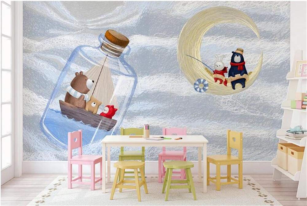 Papier peint dessin animé ours nordique pour décorer une grande chambre d'enfants 400x280 cm