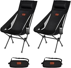 DesertFox 2088 Folding Outdoor Chair, Includes Pillow, Ultra Lightweight, 2-Piece Set, Unique Cup Holder, Load Capacity 330.7 lbs (150 kg), Camping Chair, Compact, Chair, High Back Chair, Storage Bag