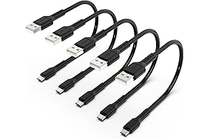 5-Piece Micro USB Charging Cable 1ft - Rapid Black Cord for Smartphones, Tablets, and More
