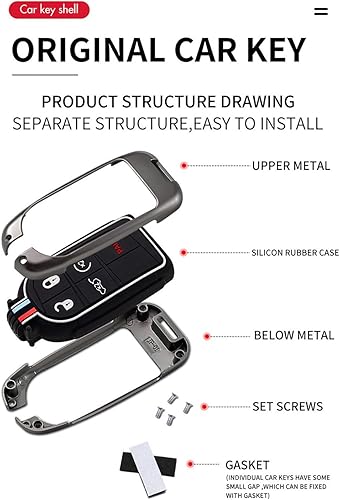 Miniatura 4 de ontto Funda para llave de coche con protección de 360 grados, elegante carcasa para llave para Jeep Grand Renegade Cherokee, Negro -