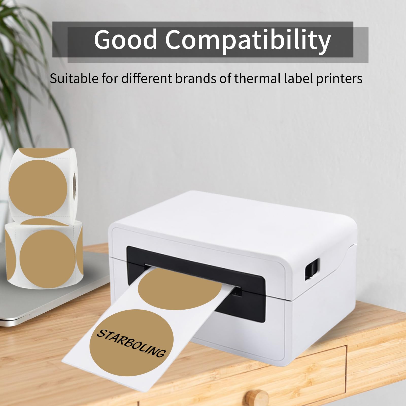 Snapklik.com : Thermal Labels,2 Inch Brown Round Thermal Printer ...