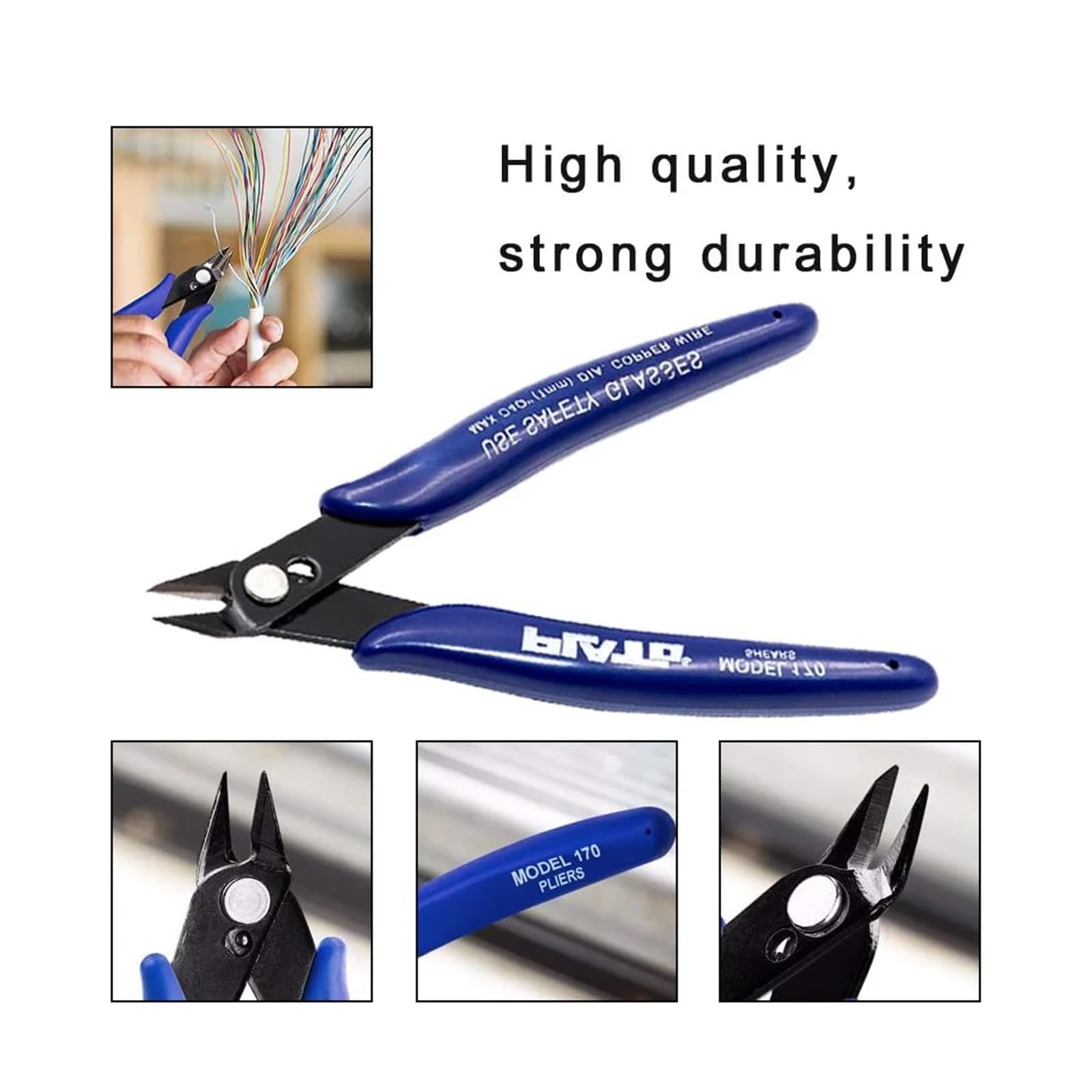 CM] 1 Pack 170 Flush Wire Cutter Blue Diagonal Cutting Pliers Side Cutter Nipper I.108054019