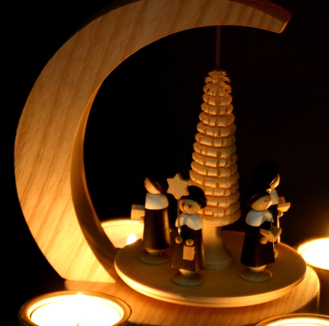 Tisch Pyramide Kurrende Sänger 23cm für Teelicht aus Massiv Holz - Feine Handwerkskunst aus dem Erzgebirge (RM-KS-1)
