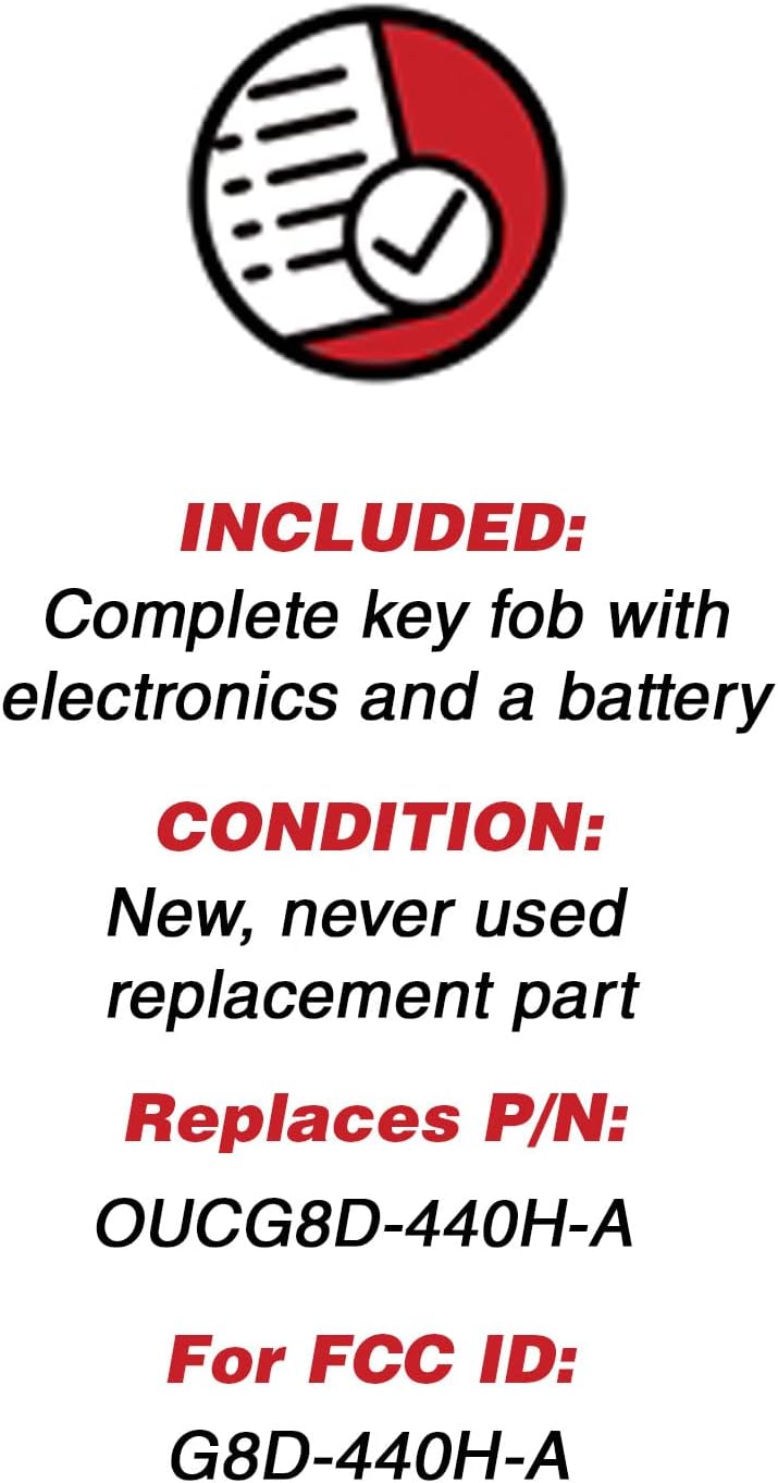 KeylessOption Keyless Entry Remote Control Car Key Fob Replacement for OUCG8D-440H-A (Pack of 2)