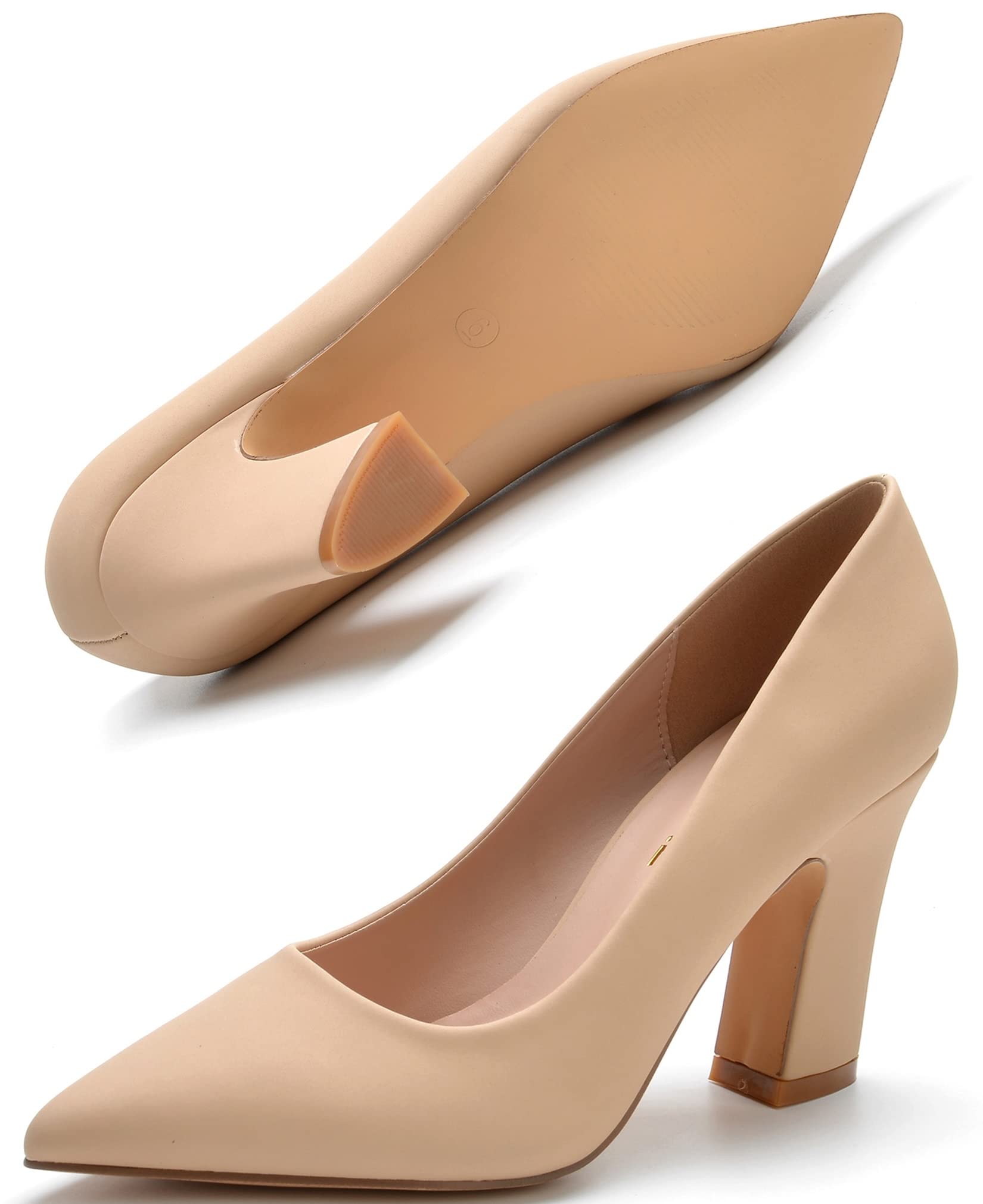 Closed Pointed Toe Chunky Block Heel Pumps High Heels for Women Sexy Elegant Formal Work Office Ladies Dress Shoes