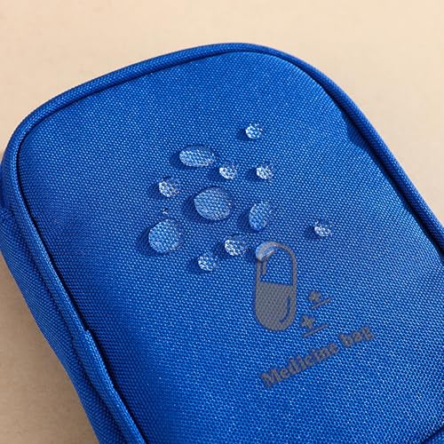 Image of Portable Mini First Aid Pouch, Empty Travel Medicine Bag Pills Pocket for Travel School Home (Dark Blue)